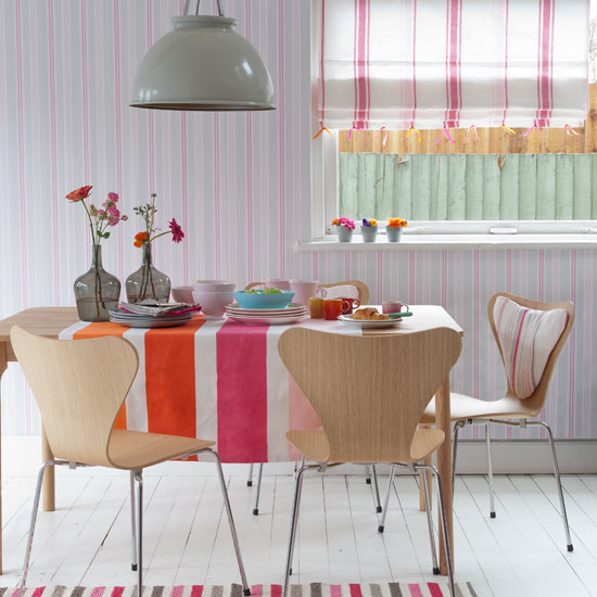 Playful striped dining room