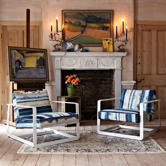 Add a coastal touch Neutral living room with striped chairs | Living room | PHOTO GALLERY | Homes & Gardens | Housetohome.co.uk