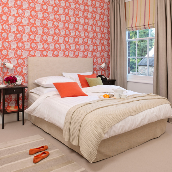 Coral floral bedroom