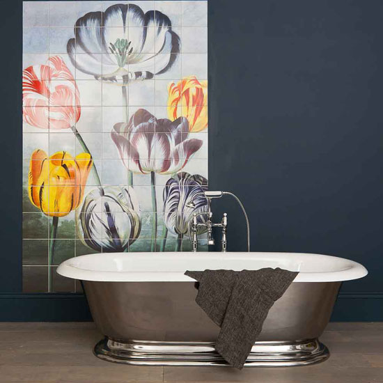 Floral-patterned bathroom tile panel | Bathroom | PHOTO GALLERY | Homes & Gardens | Housetohome.co.uk