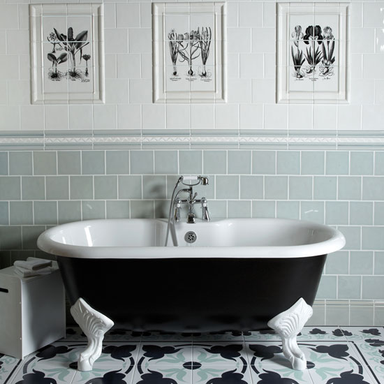 Monochrome tiled bathroom | Bathroom | PHOTO GALLERY | Homes & Gardens | Housetohome.co.uk