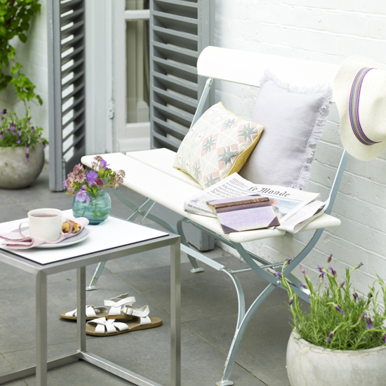 Pale pastel garden area