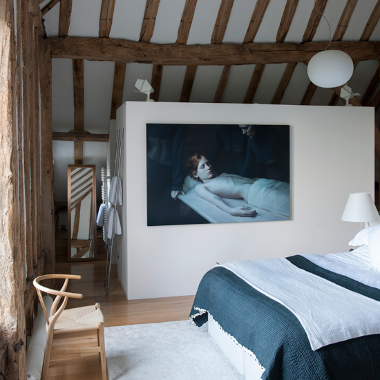 Wooden beamed bedroom