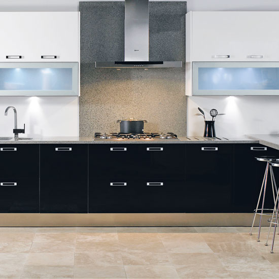 Modern black and white kitchen | Kitchen | PHOTO GALLERY | Beautiful Kitchens | Housetohome.co.uk