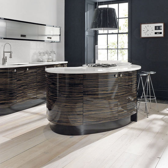 Modern grey kitchen with curved island unit | Kitchen | PHOTO GALLERY | Beautiful Kitchens | Housetohome.co.uk