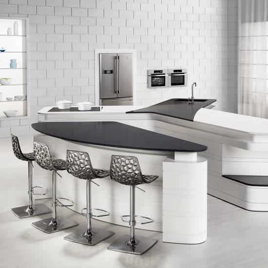 Modern white kitchen with curved unit | Kitchen | PHOTO GALLERY | Beautiful Kitchens | Housetohome.co.uk