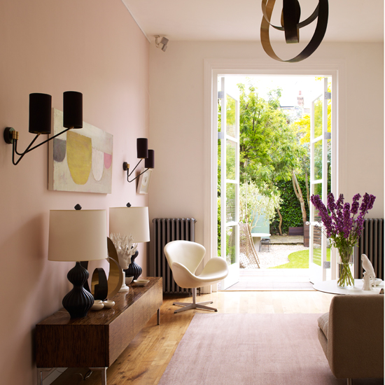 Pink pastel living room