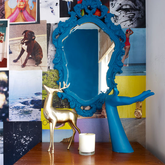 Blue mirror and gold and blue accessories Blue mirror and gold and blue accessories | Bedroom | PHOTO GALLERY | Style at Home | Housetohome.jpg