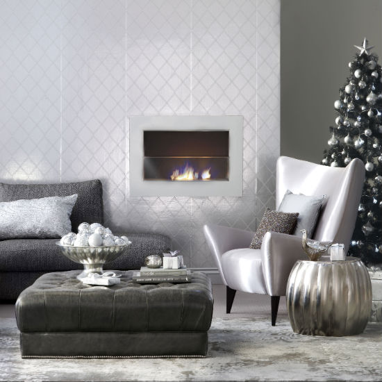 Modern metallic Christmas living room | Christmas living room decorating ideas | PHOTO GALLERY | Ideal Home | Housetohome