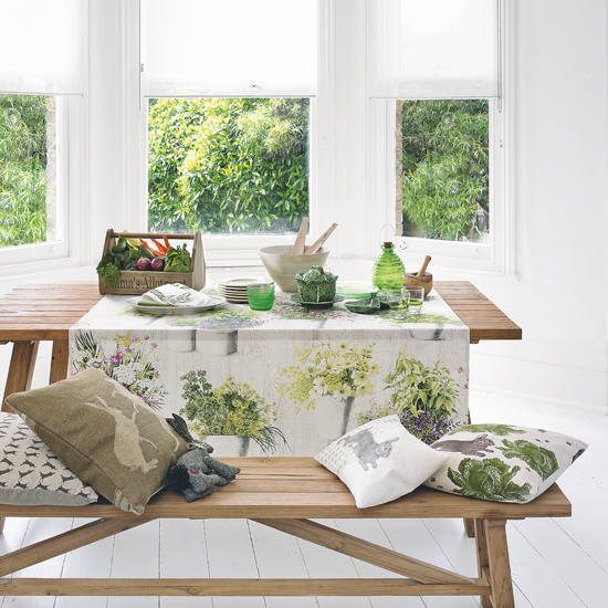 Green and white conservatory