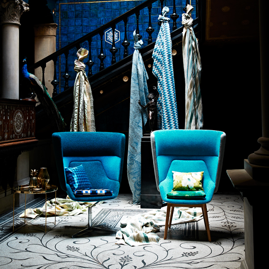 Dramatic blue hallway 