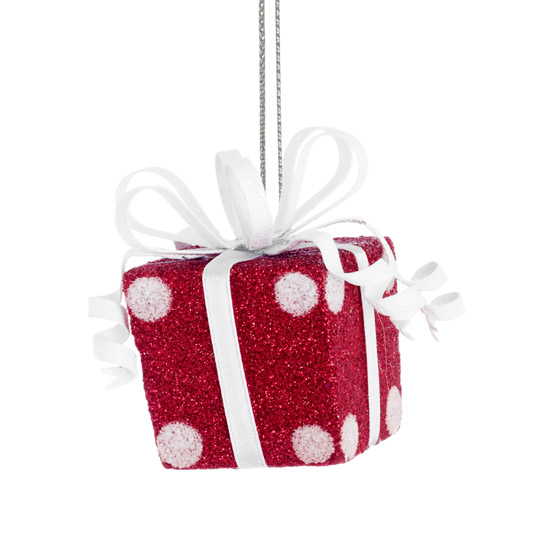 Red and white glitter gift hanging decoration by Debenhams Red and white glitter gift hanging decoration by Debenhams | Christmas baubles | PHOTO GALLERY | Housetohome.co.uk