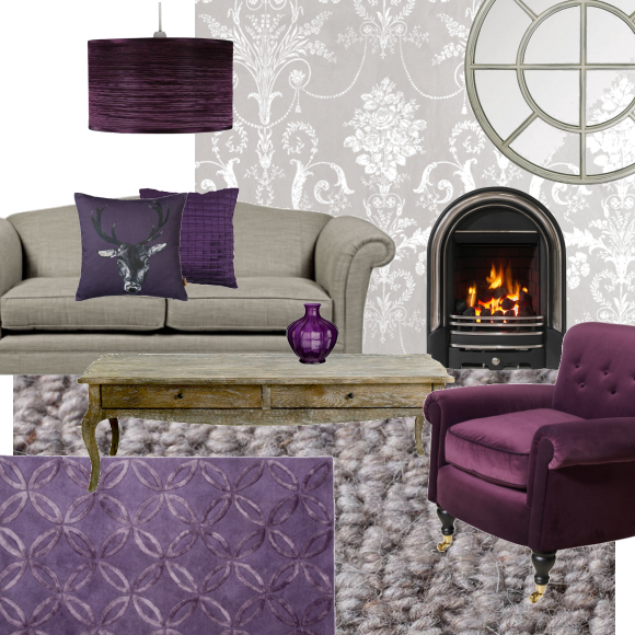 Gorgeous Grey and Berry living room