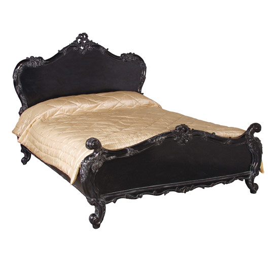 Black Rococo carved bed from Sweetpea & Willow | PHOTO GALLERY | Style at Home | Housetohome.co.uk
