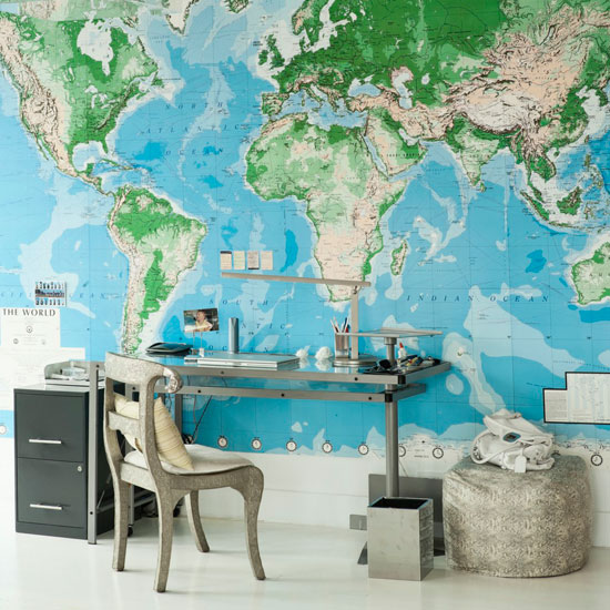 Geographical home office Geographical home office | Modern home office ideas | Home office | PHOTO GALLERY | Livingetc | Housetohome.co.uk