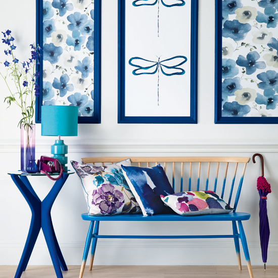 Blue and white hallway