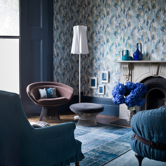 Denim blue living room