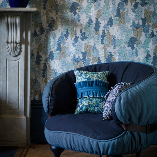 Dramatic blue living room