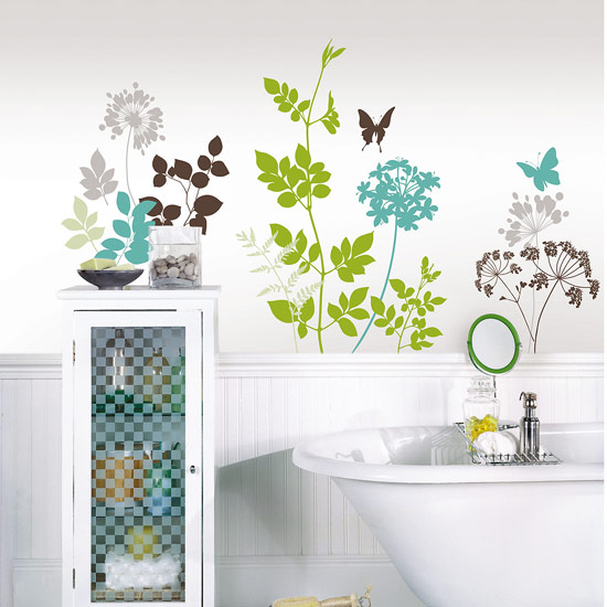 Green and blue wall stickers | bathroom | PHOTO GALLERY | Style at Home | Housetohome