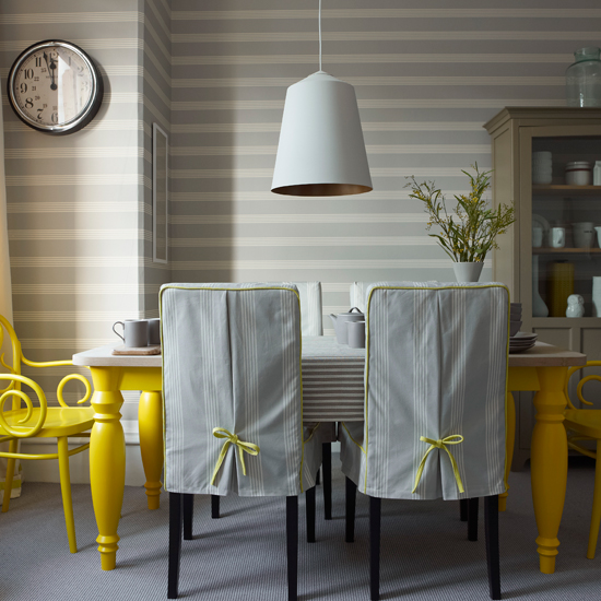 Grey striped dining room | Traditional dining rooms | PHOTO GALLERY | Housetohome.co.uk