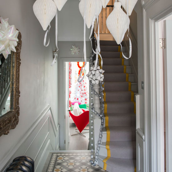 Hallway with festive decorations