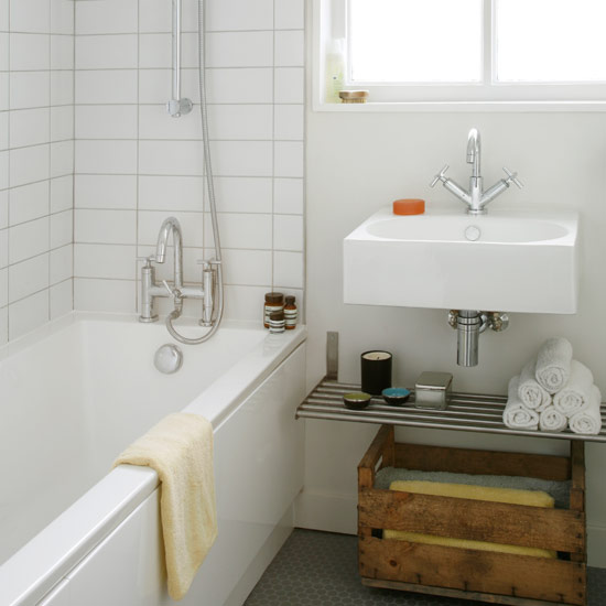 Below-basin shelf | Bathroom | PHOTO GALLERY | Style at Home | Housetohome.co.uk