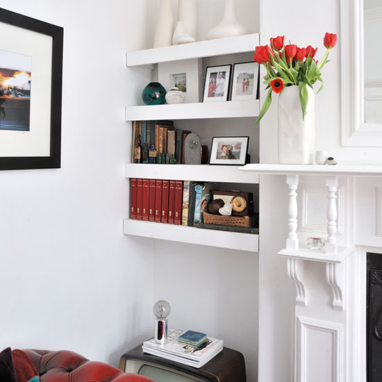 Alcove floating shelves | living room | PHOTO GALLERY | Style at Home | Housetohome.co.uk