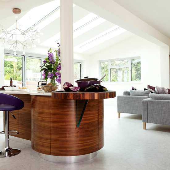 Conservatory with walnut kitchen 