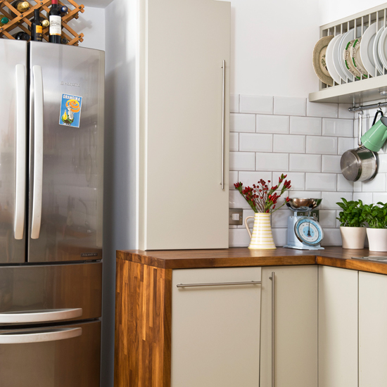Modern cream kitchen with fridge-freezer
