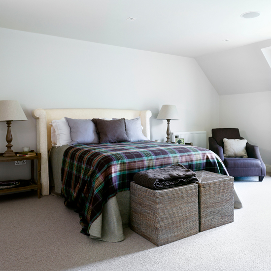 Plum and white country bedroom