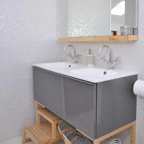 Modern white bathroom with vanity unit