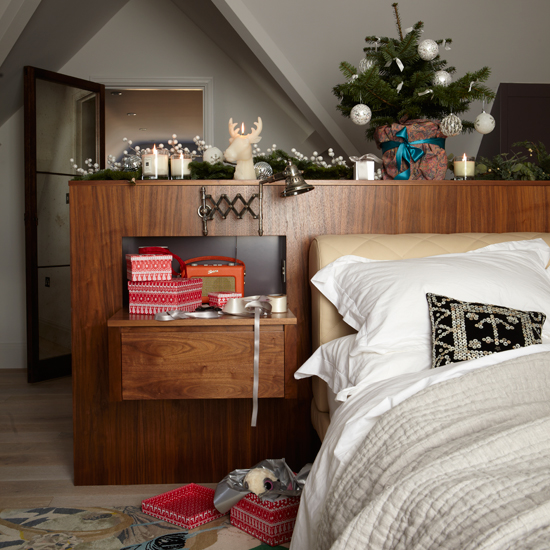 Country bedroom with walnut storage