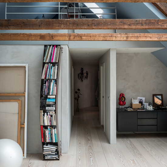 Modern white and wood study