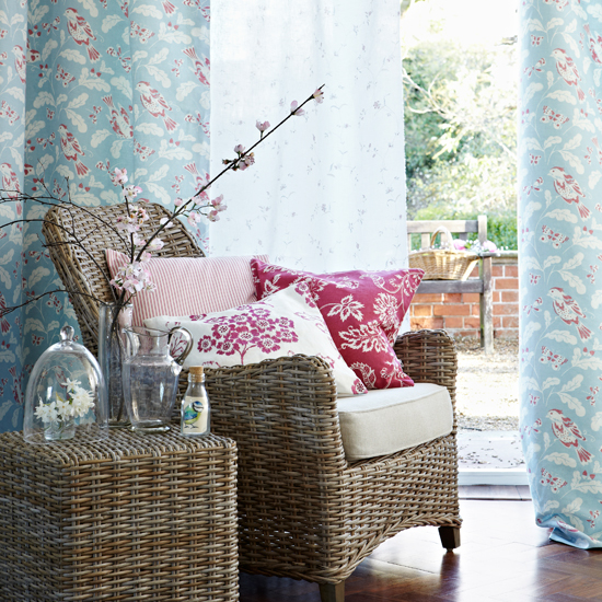 Duck-egg blue and pink living room