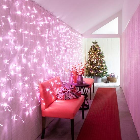 Pink Christmas hallway