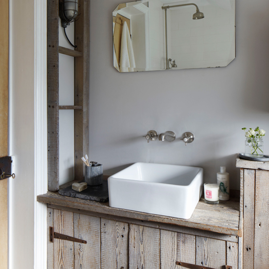 Rustic wood bathroom 