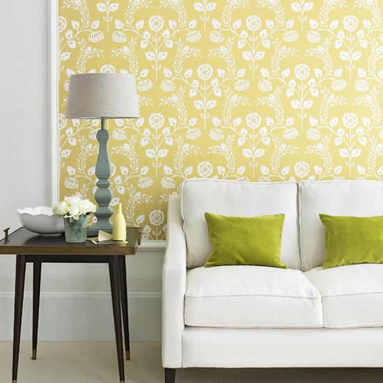 Chartreuse yellow living room