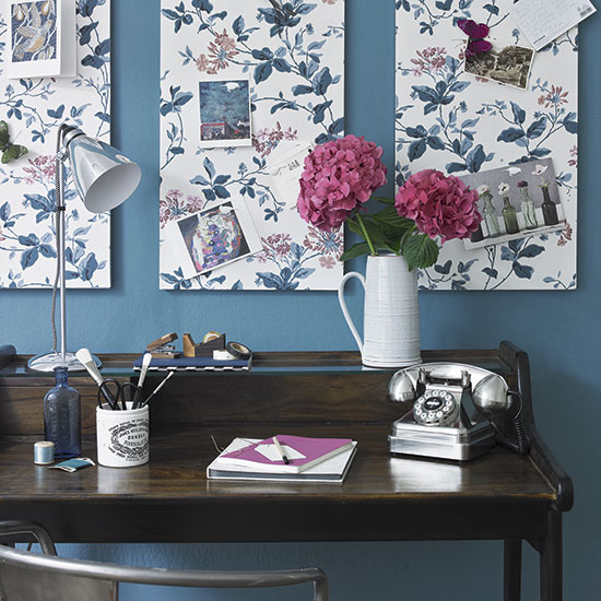 Pretty blue floral home office 