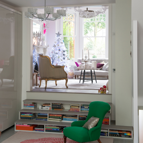 White festive living room
