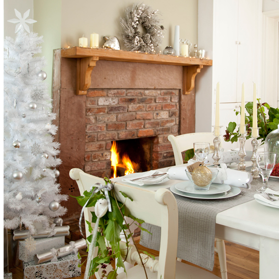 Sage and white festive dining room
