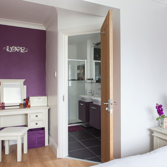 Purple en-suite dressing room