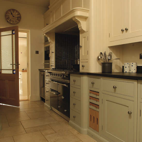 White and green Shaker-style kitchen