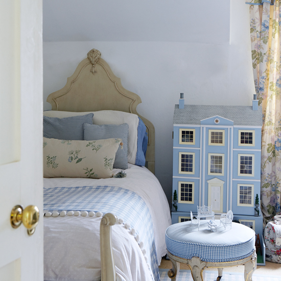 Child's powder blue bedroom