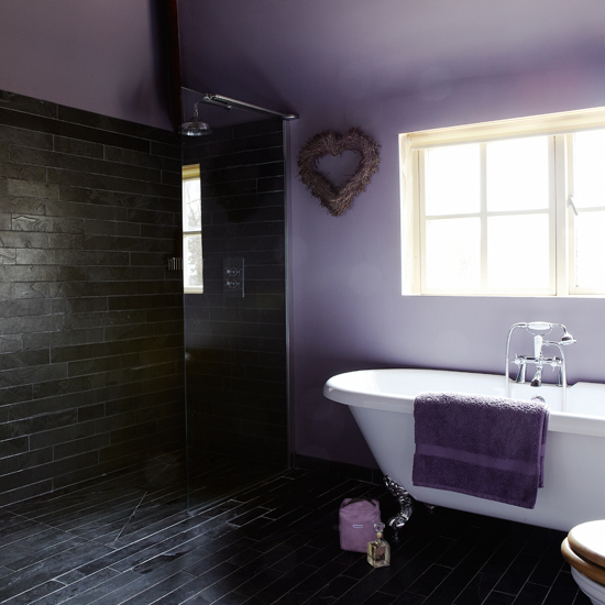 Purple and slate bathroom