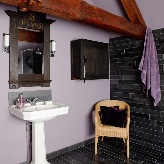 Purple and black slate bathroom