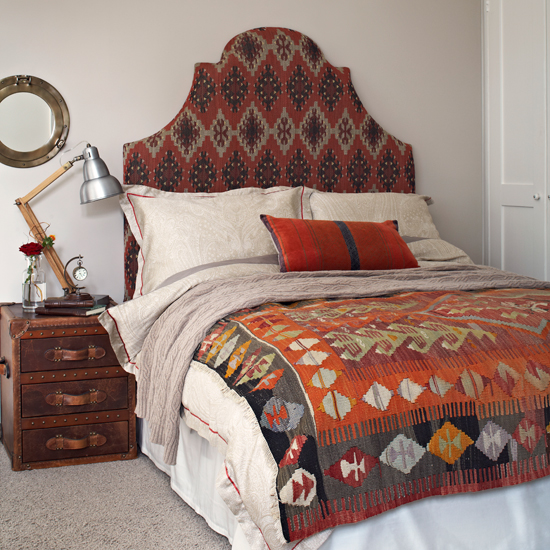 Orange ikat bedroom