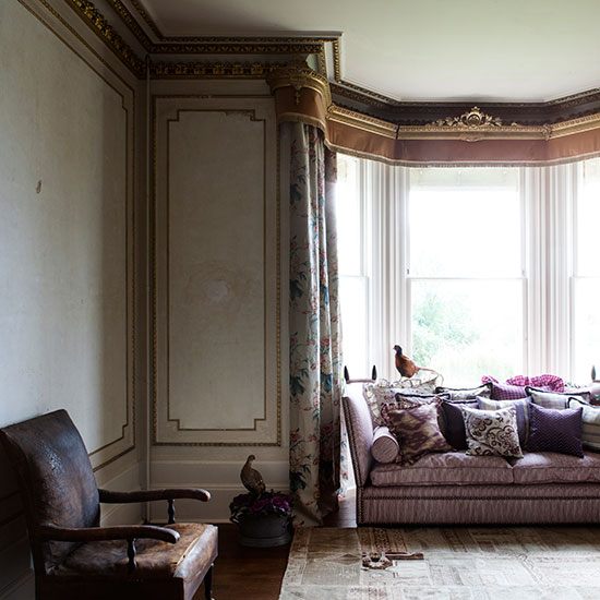 Purple floral living room