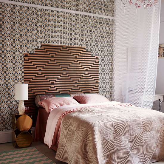 Geometric patterned bedroom