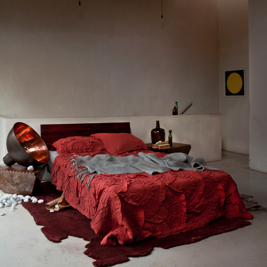 Red and grey modern bedroom