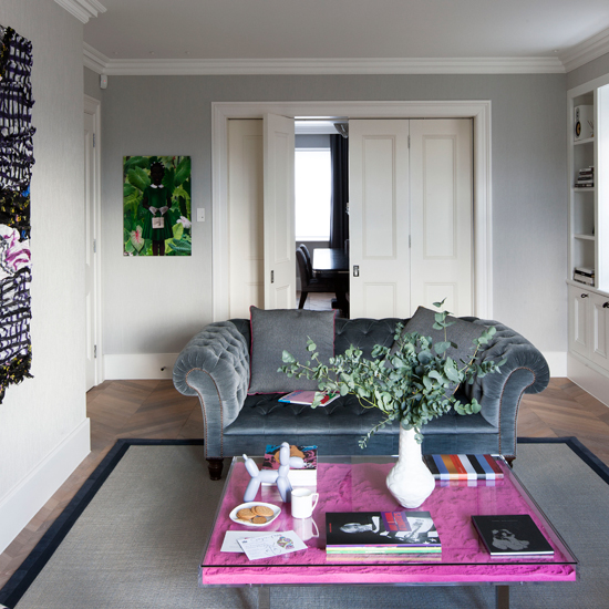 Classic grey bedroom with modern accents